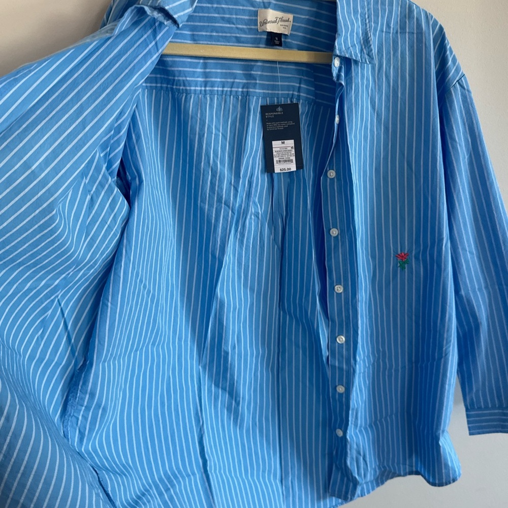 NWT Blue Striped Oversized Buttondown Shirt - Picture 6 of 8